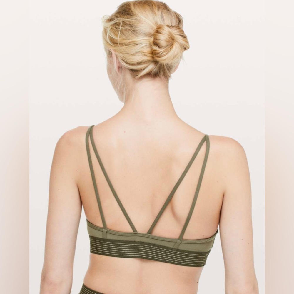 Lululemon | Light Army Green Principal Dancer Golden Lining Bralette - Picture 3 of 8